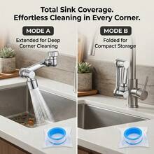 2pcs Universal Rotating Robotic Arm Faucet Extender, 1080° Rotating Sink Aerator With 9.5cm Extension Tube And Sealing Tape, Suitable For Bathroom Face Washing And Rinsing - Silver - View 7
