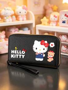 SANRIO 1Pc Cute Hello Kitty Graphic Long Wallet For Women Zip Around PU Leather Clutch Purse With Large Capacity Phone Pocket Wristlet Strap Multi Card Slots - Multicolor - View 4