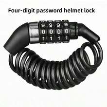 1pc 4-Digit Combination Spring Lock, Compact Steel Cable Wrap Lock, Anti-Theft Lock For Cycling Helmet - Multicolor - View 1