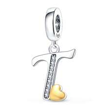 1pc S925 Sterling Silver Letter Pendant, Rhinestone Inlaid Dual Color Heart Design, 26 English Letters Available, Exquisite Hollow Craftsmanship, Original Bracelet Necklace DIY Pendant Chain Jewelry Making, Personalized Name Identifier Accessory, Suitable For Daily Wear And Holiday Gifts, Comes With Elegant Gift Box - Silver - View 36