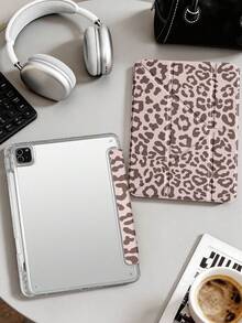 1件粉色與咖啡豹紋平板保護殼，適用於 iPad Mini6/7/10.2/10.5/10.9(Air4-Air8)/Pro 11/10代/A16/Pro 11 2024 機型，彩繪圖案平板套，全透明壓克力背殼，絲綢質感 8 折支架，自動休眠/喚醒，內置筆槽，不含筆，部分機型附相機框 - 彩色 - 查看 6