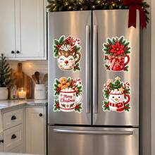 Christmas Kitchen Cabinet Stickers, Christmas Mug Stickers, Gingerbread Man Snowman Cup, Holiday Decoration, Suitable For Refrigerator Door, Pantry Cabinet, Home Decor - Christmas Wall Decals - View 2