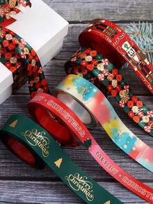 1/5Pcs Christmas Ribbon Satin Ribbon Set, Suitable For Gift Wrapping, DIY Crafts, Christmas Tree Decoration, Bouquet, Holiday, Birthday Party Decoration - View 2