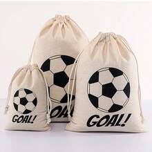 Football Party Canvas Gift Bag, Football GOAL! Printed Drawstring Storage Bag, Suitable For Gifts And Small Accessories, Applicable For Football Party Favors, Game Day, Graduation Celebration Sports Theme Gift Bag - A - View 3