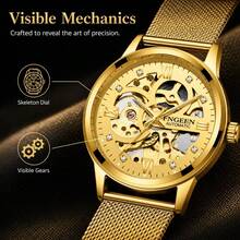 Men's Luminous Waterproof Stainless Steel Automatic Mechanical Watch, Luxurious Business Watch, For Daily Wear, Gift, Birthday, Halloween, Christmas - Multicolor - View 3
