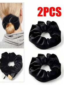 Velvet Hair Scrunchie With Hidden Pocket, Multi-Functional Hair Accessory Storage Bag, Travel Essential, Portable - Multicolor - View 19
