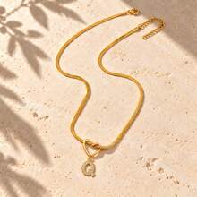 Initial Charm Gold Plated Letter Necklace For Women Men With Infinity Heart Loop And Cubic Zirconia Snake Chain - Yellow Gold - View 32