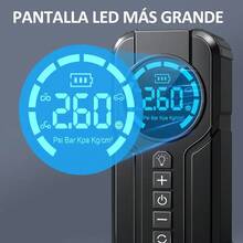 Arrancador de Batería para Auto Portátil con Compresor de Aire 150 PSI, Inflador de Neumáticos con Pantalla Digital LED y Linterna, Cargador de Emergencia Multifunción para Coche y Moto - Negro/Gris - Ver 7