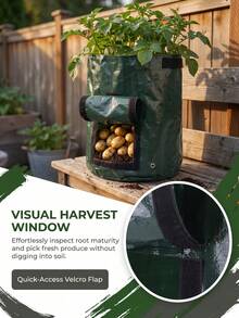 2 Packs Potato Grow Bags, Durable Fabric Garden Pots With Flip Lid & Handles, 10 Gallon, Spring Planting Bags, Plant Growing Containers With Access Window For Potatoes & Vegetables - Green - View 3