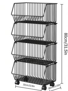 4 Tier Rolling Storage Cart, Breathable Drainage Mesh Shelves, Slanted Design Easy To Grab, Universal Wheels Organizer For Kitchen Snacks Living Room Bathroom - Random Color - View 12