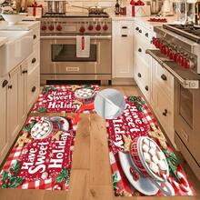 1pc Christmas Series Snowflake & Star Pattern Printed Faux Cashmere Surface TPR Bottom Door Mat, Bathroom Mat, Kitchen Mat, Laundry Room Mat, Holiday Atmosphere Decor, Home Decor, Party Decor, Wedding Decor, Dining & Kitchen Decor - Multicolor - View 9