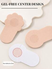 10Pcs Women's Self-Adhesive Invisible Breast Lift Tape, Push-Up Nipple Covers & Bra Pads For Large Bust And Plus Sizes, Soft Reusable Strapless Design - Apricot - View 6
