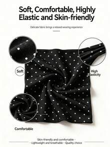 Women's Fashion Elegant Minimalist Polka Dot Lace Patchwork Cheongsam Collar Frog Button Design Slim Fit Short Dress - Black - View 7