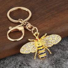 2Pcs Rhinestone Bee Keychains, Sparkly Enamel Insect Pendant Key Rings, Aesthetic Bling Bag Charm For Gift - Multicolor - View 1