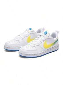 Nike Kids' Court Borough Low WC (GS) Casual Sports Sneakers For Outdoor Comfort IR3997-100 - White/Yellow/Teal - View 6