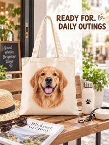 Tas Tote Foto dan Nama Hewan Peliharaan yang Dipersonalisasi, Tas Bahu Kapasitas Besar, Tas Tote Lipat yang Dapat Disesuaikan dengan Logo Nama, Tersedia dalam Berbagai Warna, Tas Bahu Kapasitas Besar Warna Polos, Cocok untuk Kerja - MultiWarna - View 6