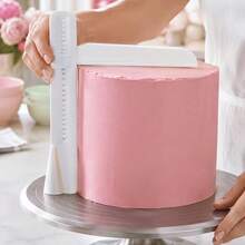 2pcs Cake Turntable And Scraper Tool, Adjustable Cake Scraper, Plastic Cake Cream Smoother, Simple Comb Edge Decorating Tool, Suitable For Home Bakers And Cake Decorators - Multicolor - View 8