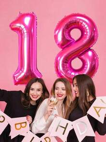 1pc/2pcs 40 Inch Large Number Balloon Rose Red Foil Large Number Balloon Suitable For Birthday Party Supplies Decoration Outdoor Photo Props - 40 Inch Rose Red Digital - View 13