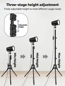 LED Reading Floor Lamp, 61" Standing Lamp - Adjustable Color Temperature & Dimmable Brightness Modern Floor Lamps, USB-Powered Floor Lights With Auto Timer & Adjustable Height Tripod Stand, Work Light For Home, Office, Living Room And Bedroom - Black - View 7