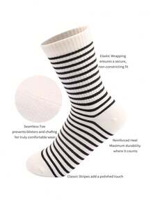 5 Pairs Women's Classic Retro Striped Design Mid-Calf Socks, Cute Casual Socks - Multicolor - View 4