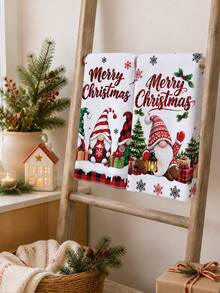 2PCS Kitchen Towel, Christmas Gnome Snowy Scene Merry Christmas Pattern Kitchen Towel Dish Cloth, Pastoral Style 40*60cm Rectangular Soft Microfiber Cleaning Kitchen Towel, Perfect For Kitchen, Dining Room And Bathroom Use, Christmas Kitchen Decoration, Home Decor, Neighbor Housewarming Gift, Dish Cloth - Red and White - View 7