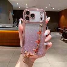 Order & Follow Store To Get Free Lanyard Wave Edge Electroplated Gradient Glitter Phone Case ++ Hand Strap Phone Case / Compatible With Apple 18 Pro Max 18 Pro 18 / 17 Pro Max / 16 Pro Max / 15 Pro Max / 14 Pro Max / 13 Pro Max / 12 Pro Max / 11 Pro Max / XS Max / 7 / 8 Plus / Compatible With Samsung S26 / 25 / 24 / 23 / 22 / 21 / U / Compatible With Xiaomi / Compatible With Honor / Compatible With Huawei - Purple - View 2