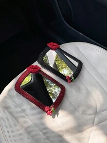 1PC Luxury Sparkling Rhinestone Red Lips Cherry Decor Car Sun Visor Makeup Mirror Grooming High Definition Mirror - Multicolor - View 6