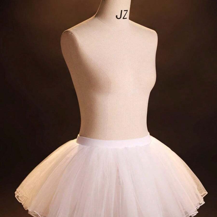 1pc White Girls Ballet Tulle Short Underskirt (Petticoat/Tutuskirt) For Dance Performance, Matching Skirts - White - View 1