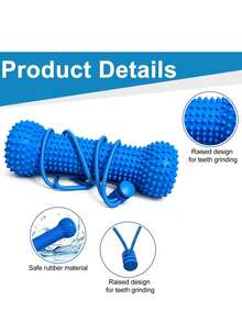 Dog Teething Toy, Rubber Material, 2-In-1 Dental Cleaning Aid, Toy For Teething Puppies, Blue, Dog Dental Care Toy With Adjustable Strap, Suitable For Small And Medium-Sized Dogs. - Blue - View 3