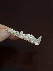 1pc Rhinestone Butterfly Hair Clip, Fairy Style Side Bangs Clip, Forest Fairy One-Word Hair Clip, Hair Accessory For Girls - White - View 6
