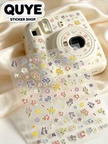 1 Set Nail Art Stickers, Simulated Fabric Embroidery Floral Design, Wildflower Pattern, Self-Adhesive, For Nail Decoration, Nail Art Accessories - Vintage Floral Embroidered Sticker - View 1