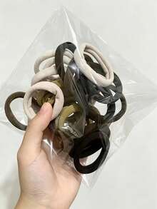 20 Large Seamless Rubber Bands, Hair Ties, Hair Ropes, High-Elastic Hair Ties, Black Hair Accessories - Multicolor - View 6