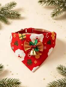 Christmas Dog Collar, Adjustable Non-Slip Design, Santa Claus And Christmas Tree Print, Christmas Cat Gift, Holiday Party Decoration, Suitable For Cats And Small Dogs - Multicolor - View 6