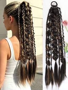 24 Inch Synthetic Fiber Handmade Mixed-Color Lantern Bubble Twist Braids – Daily & Vacation Style Hair Extensions, Suitable For - Multicolor - View 14