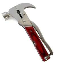 1 Pc Multi‑Function Folding Claw Hammer Multi‑Tool, Anti‑Rust Impact‑Resistant Safety Lock Portable Utility Pliers,Survival Tool For Camping Car Emergency Home Repair, Silver‑Red Wood Grain Integrated Hammer‑Plier Shape With Nail Puller & Gear Jaw - A - View 9