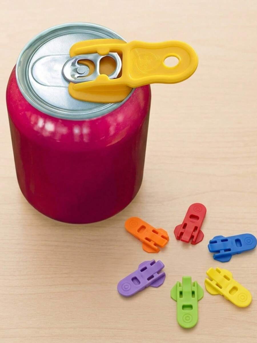 6pcs/3pcs/1pc Plastic Handheld Can Opener, Simple Beverage Can Opener, Cola Beer Seal Dust-Proof Cap Opener, Random Color - View 1