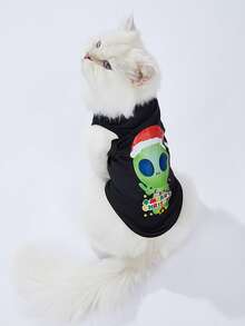 LUCKIE PAL 2pcs Christmas Alien Print & Snowflake Reindeer Pattern Pet Vest, Physical Flea Prevention, Reduces Shedding, Breathable Dog Clothes For Small And Large Dogs And Cats, Indoor And Outdoor - Multicolor - View 3