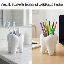 Cartoon Big White Tooth Multi-Function Storage Bucket, Bathroom Sink Toiletries Organizer Rack, Office Desk Stationery Holder, Niche Creative Dental Theme Decorative Ornament - White - View 6