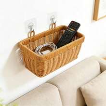 Wall Hanging Storage Basket Container Decorative Basket Hand Woven Kitchen Storage Basket For Garden Flower Pot Living Room - Brown - View 3
