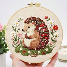 1PC 20*20cm/7.9*7.9in,Forest Animals Embroidery Kit, DIY Handmade Embroidery Set For Adult Beginners, Home Gift, Women's Sewing Gift, Including User Manual, Printed Pattern Fabric, Embroidery Frame, Needle And Thread. - 20*20cm/7.9*7.9in - View 6