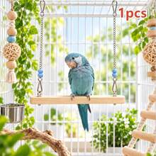 20/24/28cm Bird Swing,Wooden Parrot Perch Swing, Hanging Bird Toy For Cage, Durable Bird Stand For Cockatiels Budgies Lovebirds And Small Parrots - A - View 12