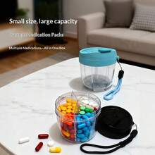 7-Compartment Transparent Portable Pill Box, Flip Lid Design + Portable Lanyard, Medicine Storage Sealed Bottle - View 5