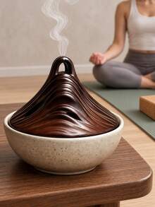 1pc Modern Minimalist Mountain-Shaped Incense Burner, Stone Texture Desktop Home Decor, Suitable For Living Room And Home Display - Multicolor - View 1