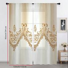 2 buah Tirai Tipis Kreatif Gaya Eropa, Motif Renda Imitasi, 100% Poliester, Dekorasi Rumah, Cocok untuk Kamar Tidur, Ruang Tamu, Dekorasi Kantor, Balkon, Apartemen, Cetak Datar 2D, 90gsm - MultiWarna - View 10