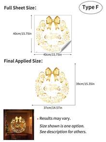 1pc Christmas Gold Window Static Cling Sticker, Christmas Tree / Gift Box / Wreath Pattern Electrostatic Adsorption PVC Window Decal, Glue-Free Easy Removal, Suitable For Home, Bathroom, Shop Glass, Holiday Atmosphere Decoration - Gold - View 15
