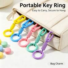 3pcs New Macaron Color Spring Keychains, Mini Carabiner Key Rings, Fashion Personalized Backpack Charms, Couple Gift Accessories - View 4