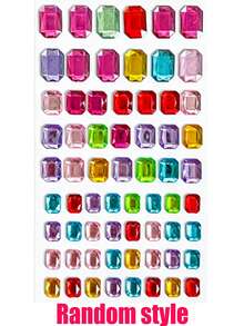 1Sheets 65/102/106pcs Self-Adhesive Rainbow Face Gem Stickers, Heart Square Flower Round Acrylic Rhinestone Pearl Stickers, 3D Shiny DIY Face Body Decor, Ins Y2K Photo Props, For Halloween Music Festival Party Cosplay - Multicolor - View 8