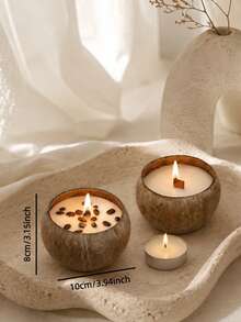 1pc Pure Natural Coconut Shell Scented Candles, Coconut Milk & Coffee Scent, Holiday Decorations, Holiday Candles, Suitable For Birthday Gifts, Souvenirs And Small Gifts, Desktop Decorations And Interior Decorations, Shooting Props Decoration - Multiple Styles - View 11