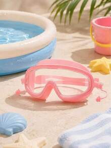 1pc Large Frame Swimming Goggles, One-Piece Design With Built-In Earplugs, High Definition Anti-Fog, Soft Silicone Seal Waterproof, Wide Field Of View Lenses; Adjustable Elastic Headband, Comfortable Fit Without Pressure On Eyes - Swimming Goggles - View 10