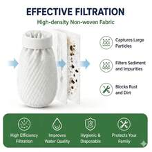 Filter Keran Kain Non-Anyaman Kepadatan Tinggi, Aksesori Pemurnian Air Keran Dapur dan Kamar Mandi Universal, Pemasangan Cepat dan Mudah, Efektif Menyaring Karat, Sedimen, dan Kotoran Halus, Alat Pemurnian Air Rumah Tangga yang Praktis - Versi yang ditingkatkan - View 2